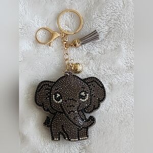 Elephant Gray Sparkling Rhinestone Keychain Bag Charm